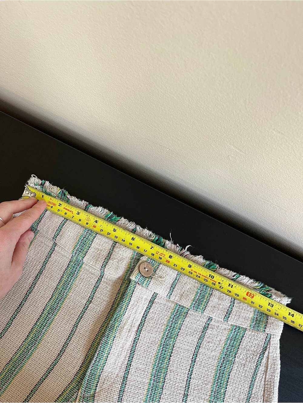 Zara Beth Pant - Cream Pants with Green Vertical Stripes - Picture 12 of 16